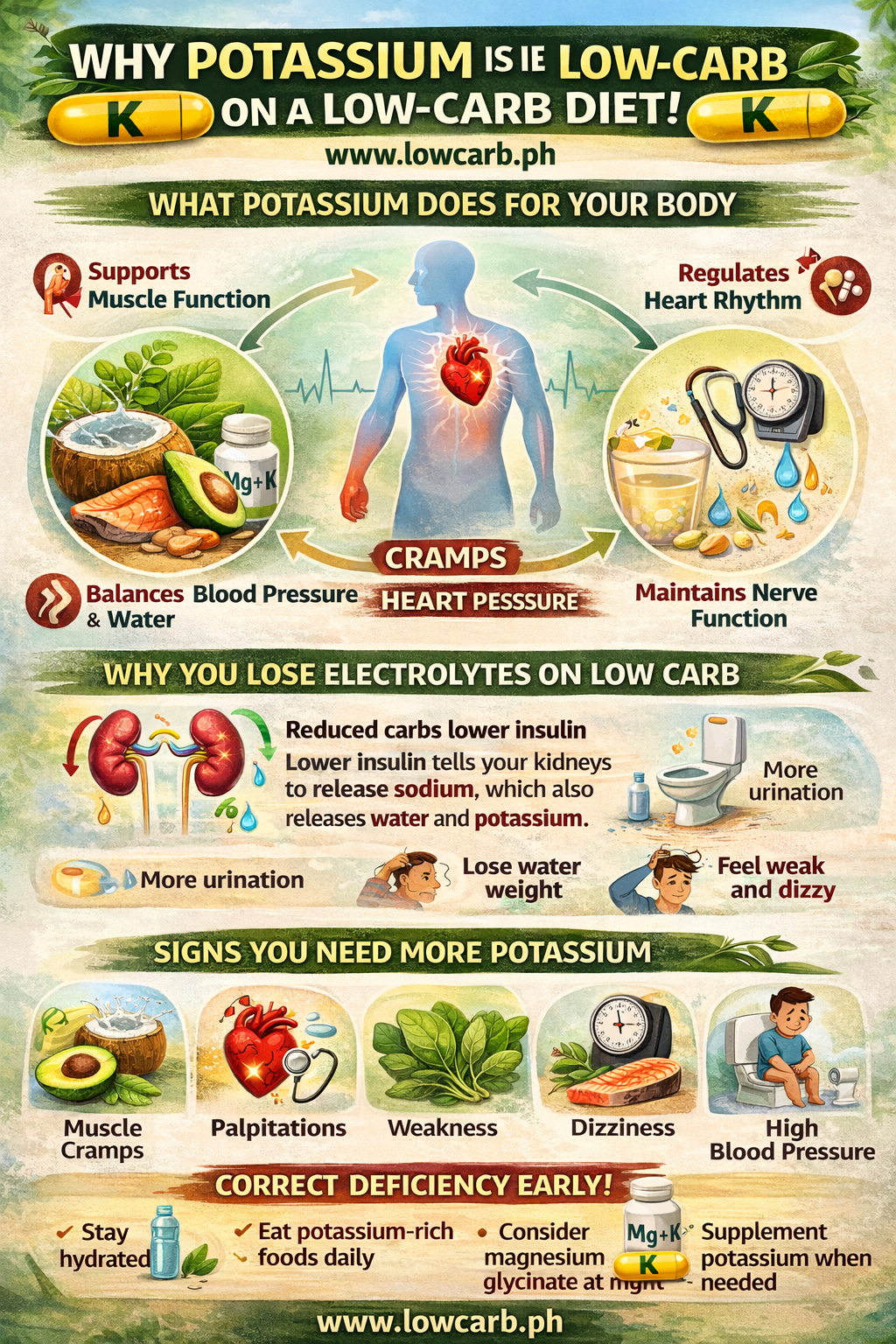 Potassium sources mapped out for a low carb diet