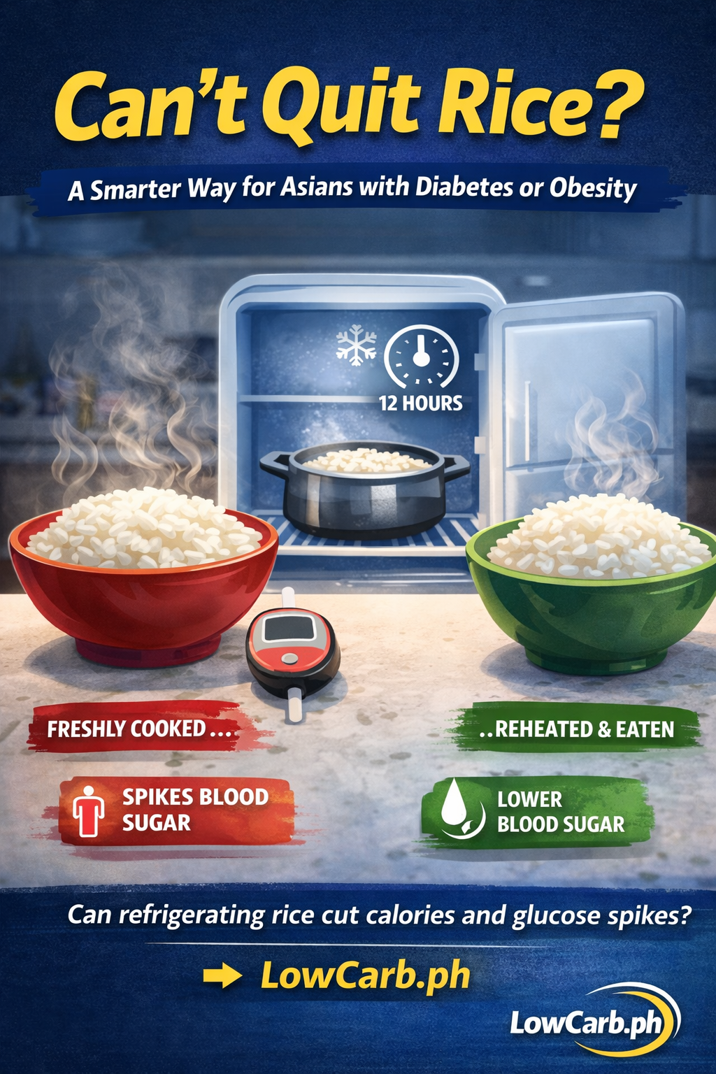 Refrigerated rice lowering blood sugar spikes compared to freshly cooked rice